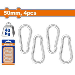 WADFOW 4PCS 50MM ALUM CARABINER SET LOAD 40KG WQL2K02