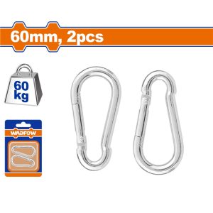 WADFOW 2PCS 60MM ALUM CARABINER SET LOAD 60KG WQL2K03