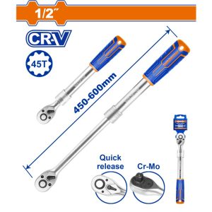 WADFOW 1/2" RATCHET WRENCH EXTENDABLE HANDLE 450-600MM WRW6212