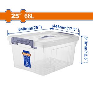 WADFOW 66L PLASTIC STORAGE W/HANDLE+LID 640X446X313MM WTB2370