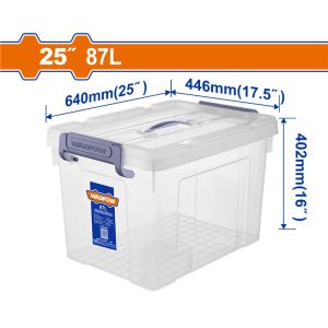 WADFOW 87L PLASTIC STORAGE W/HANDLE+LID 640X446X402MM WTB2390