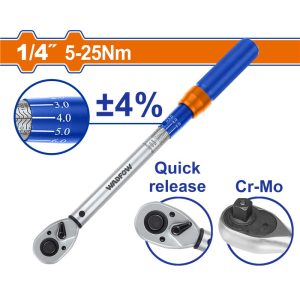 WADFOW 1/4" DR CR.V TORQUE WRENCH LENGTH 240MM 5-25NM WWQ5D02