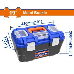 WADFOW 19" PLASTIC TOOL BOX WITH METAL BUCKLES 19"X11"X10.3" WTB3319