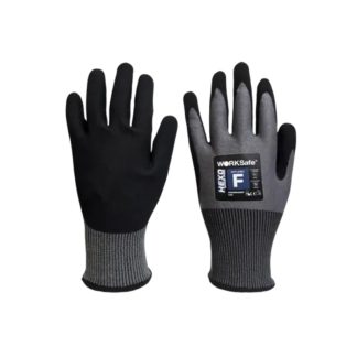 WORKSAFE HEXO NITRILE PALM COATED, ODOUR-FREE, CUT F GLOVES