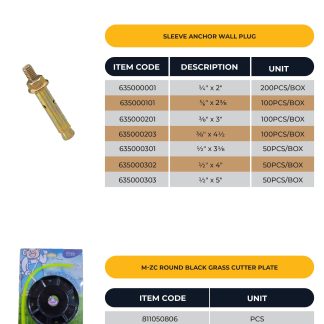 5/16IN X 2-3/8IN SLEEVE ANCHOR (100PCS/BOX)(8BOX/CTN)