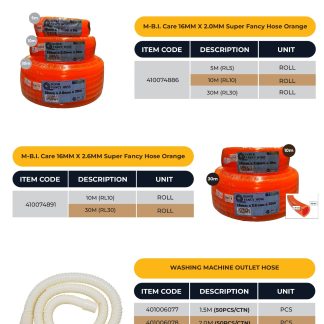 BI CARE 16MM FANCY HOSE ORANGE 10M